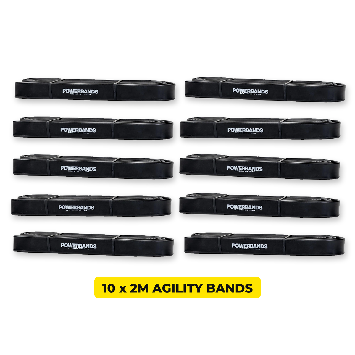 10 x 2M Agility Resistance Bands, POWERBANDS